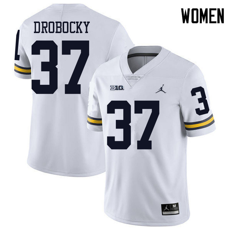 Jordan Brand Women #37 Dane Drobocky Michigan Wolverines College Football Jerseys Sale-White